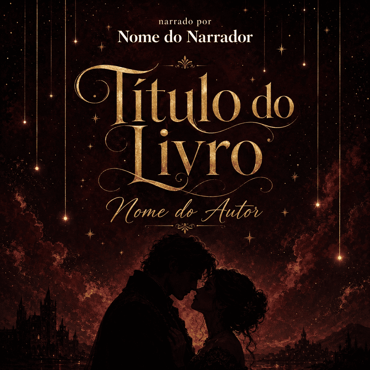 Capa de audiobook — Dark Romance gótico dourado