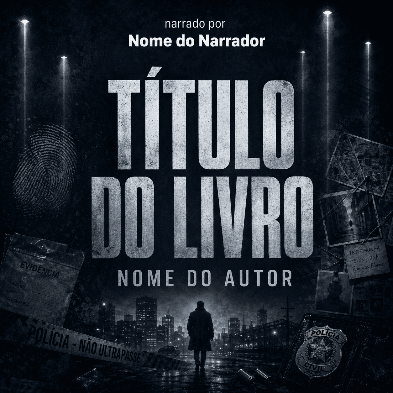 Capa de audiobook — Cena de crime
